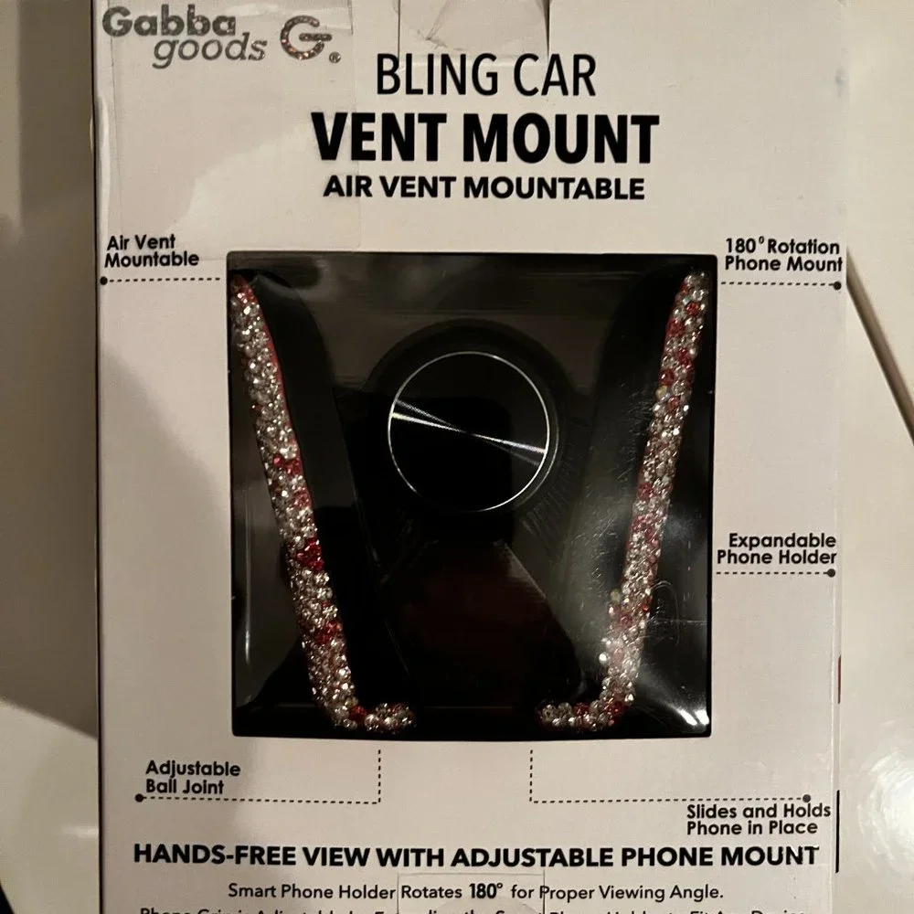 Pink and White Crystal Bling Car Vent Phone‎ Mount (new) (w/a/x)
